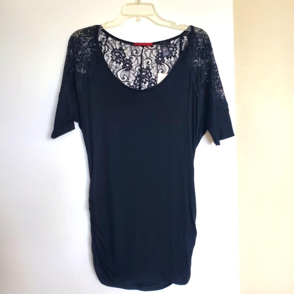 NWT BKE Red brand Black Tunic with Lace   Detail
